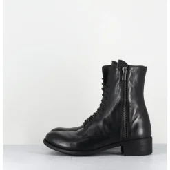Clearance OFFICINE CREATIVE Boots à lacets en cuir zip extérieur - LISON CAOU063 NERO NOIR