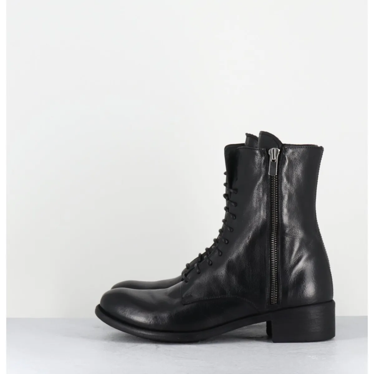 Clearance OFFICINE CREATIVE Boots à lacets en cuir zip extérieur - LISON CAOU063 NERO NOIR