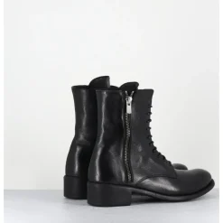 Clearance OFFICINE CREATIVE Boots à lacets en cuir zip extérieur - LISON CAOU063 NERO NOIR