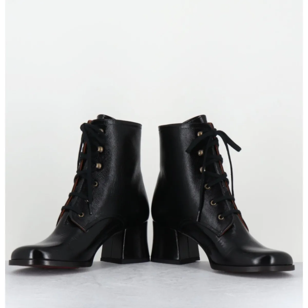 Clearance CHIE MIHARA Boots à lacets en cuir petit talon rétro - TAMUJO DUNPACK NEGRO NOIR