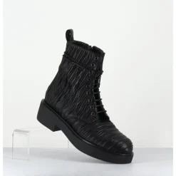Best GARRICE LAB Boots à lacets en cuir plissé - OTARE PLISSE NERO NOIR