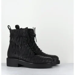 Best GARRICE LAB Boots à lacets en cuir plissé - OTARE PLISSE NERO NOIR