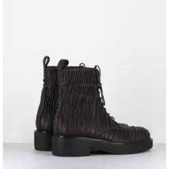 Discount GARRICE LAB Boots à lacets en cuir plissé - OTARE PLISSE T MORO MARRON