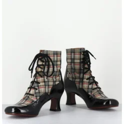 Clearance CHIE MIHARA Boots à lacets imprimé tartan & petit talon rétro - MYLION MASERATI NAGRO