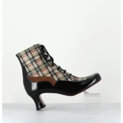 Clearance CHIE MIHARA Boots à lacets imprimé tartan & petit talon rétro - MYLION MASERATI NAGRO