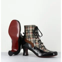 Clearance CHIE MIHARA Boots à lacets imprimé tartan & petit talon rétro - MYLION MASERATI NAGRO
