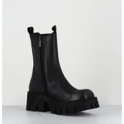 Sale LOFINA Boots à élastique en cuir forme carré semelle légère - 4224 GAS NERO NOIR