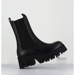 Sale LOFINA Boots à élastique en cuir forme carré semelle légère - 4224 GAS NERO NOIR