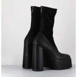Hot SORT AARHUS Boots à plateforme cuir & stretch nubuck - 3764 GAS NERO NOIR