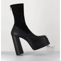 Hot SORT AARHUS Boots à plateforme cuir & stretch nubuck - 3764 GAS NERO NOIR