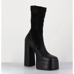 Hot SORT AARHUS Boots à plateforme cuir & stretch nubuck - 3764 GAS NERO NOIR