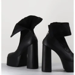 Hot SORT AARHUS Boots à plateforme cuir & stretch nubuck - 3764 GAS NERO NOIR