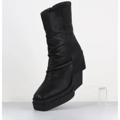 Hot SORT AARHUS Boots à plateforme déstructurée en cuir gras - 6630 GAS NERO NOIR