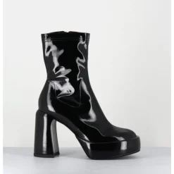 Discount ELENA IACHI Boots à plateforme stretch vernis - E3527 RAIN NERO NOIR