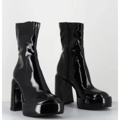 Discount ELENA IACHI Boots à plateforme stretch vernis - E3527 RAIN NERO NOIR