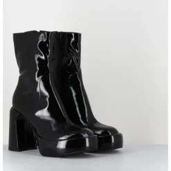 Discount ELENA IACHI Boots à plateforme stretch vernis - E3527 RAIN NERO NOIR