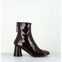 Clearance HALMANERA Boots à talon en cuir bout rond - ADA13 GLAZE T MORO MARRON