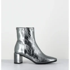 Sale HALMANERA Boots à talon en cuir métallisé - BETA16 METAL ACCIAIO ARGENT
