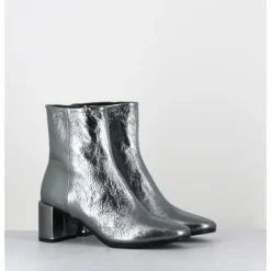 Sale HALMANERA Boots à talon en cuir métallisé - BETA16 METAL ACCIAIO ARGENT