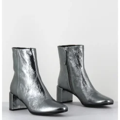 Sale HALMANERA Boots à talon en cuir métallisé - BETA16 METAL ACCIAIO ARGENT