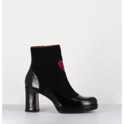 CHIE MIHARA Boots à talon en cuir & coeur rouge - DANLOV MASERATI NEGRO NOIR