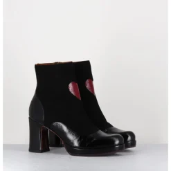 CHIE MIHARA Boots à talon en cuir & coeur rouge - DANLOV MASERATI NEGRO NOIR