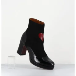 CHIE MIHARA Boots à talon en cuir & coeur rouge - DANLOV MASERATI NEGRO NOIR