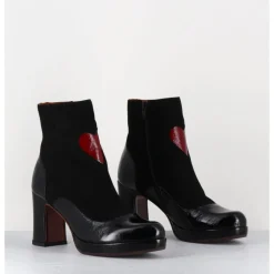 CHIE MIHARA Boots à talon en cuir & coeur rouge - DANLOV MASERATI NEGRO NOIR