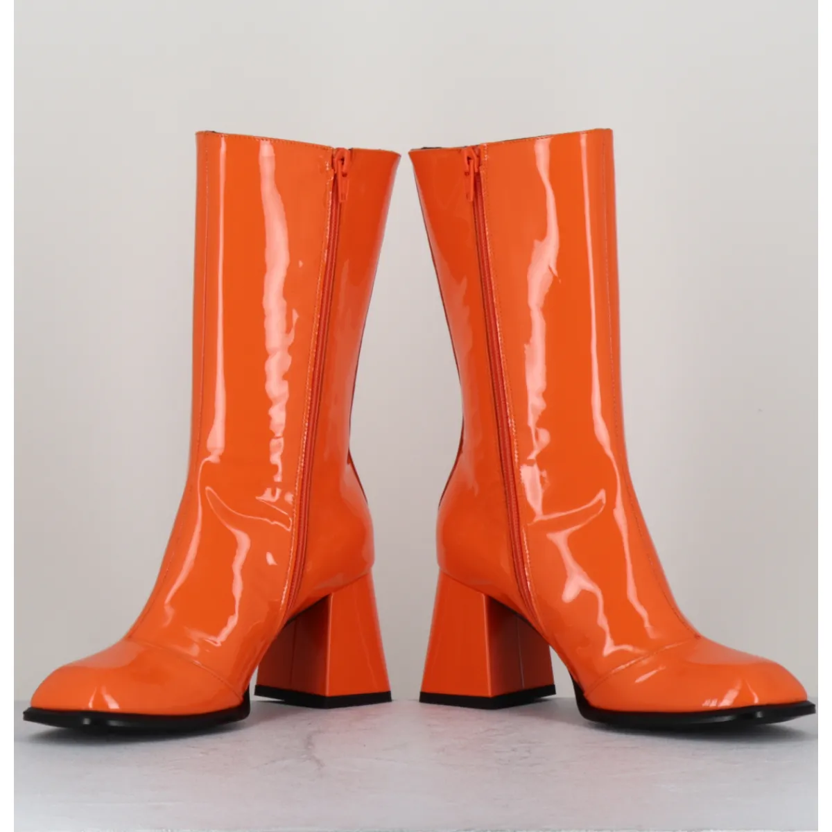 Sale GARRICE LAB Boots à talon 70s en cuir vernis - YA2240 ARANCIO ORANGE
