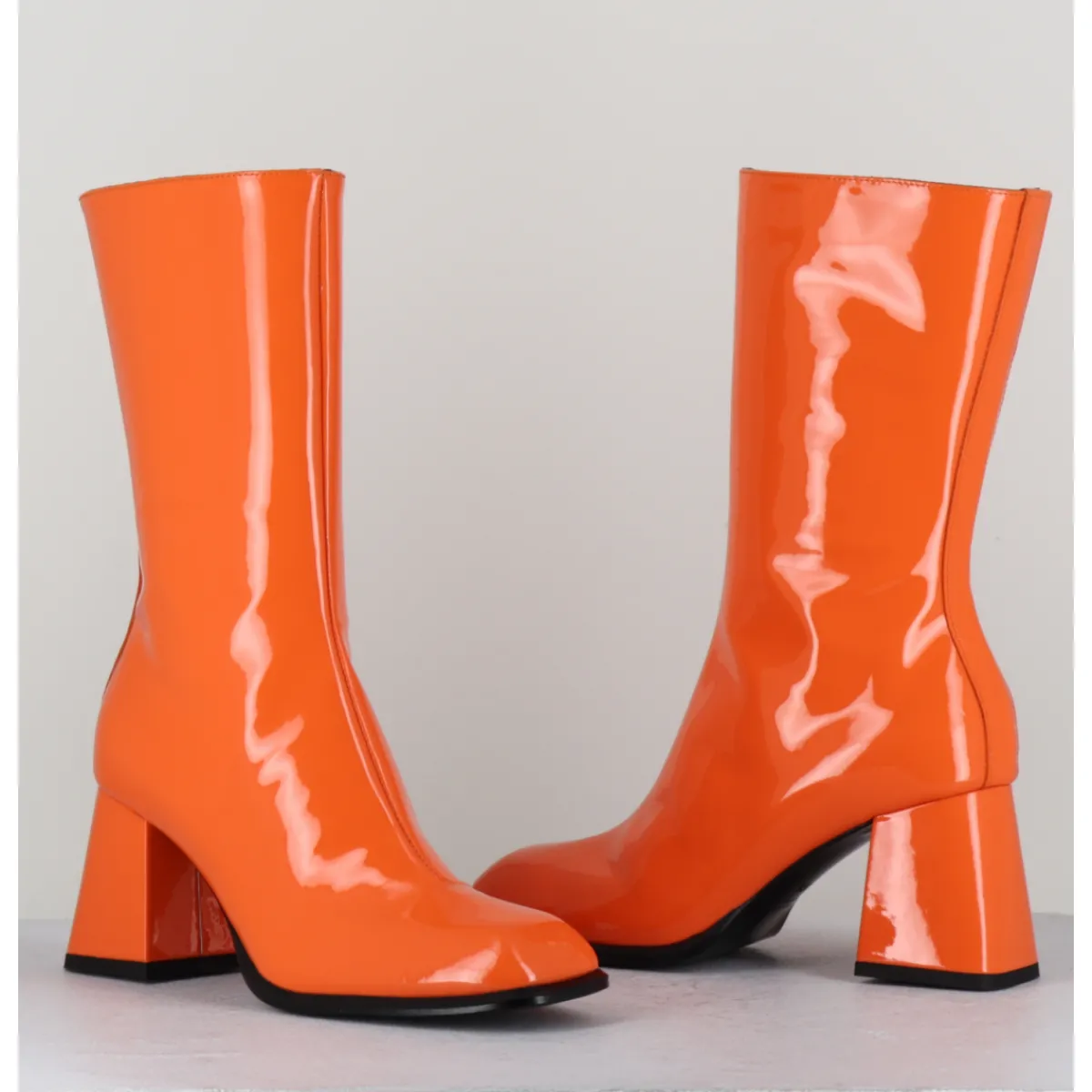 Sale GARRICE LAB Boots à talon 70s en cuir vernis - YA2240 ARANCIO ORANGE