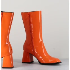 Sale GARRICE LAB Boots à talon 70s en cuir vernis - YA2240 ARANCIO ORANGE