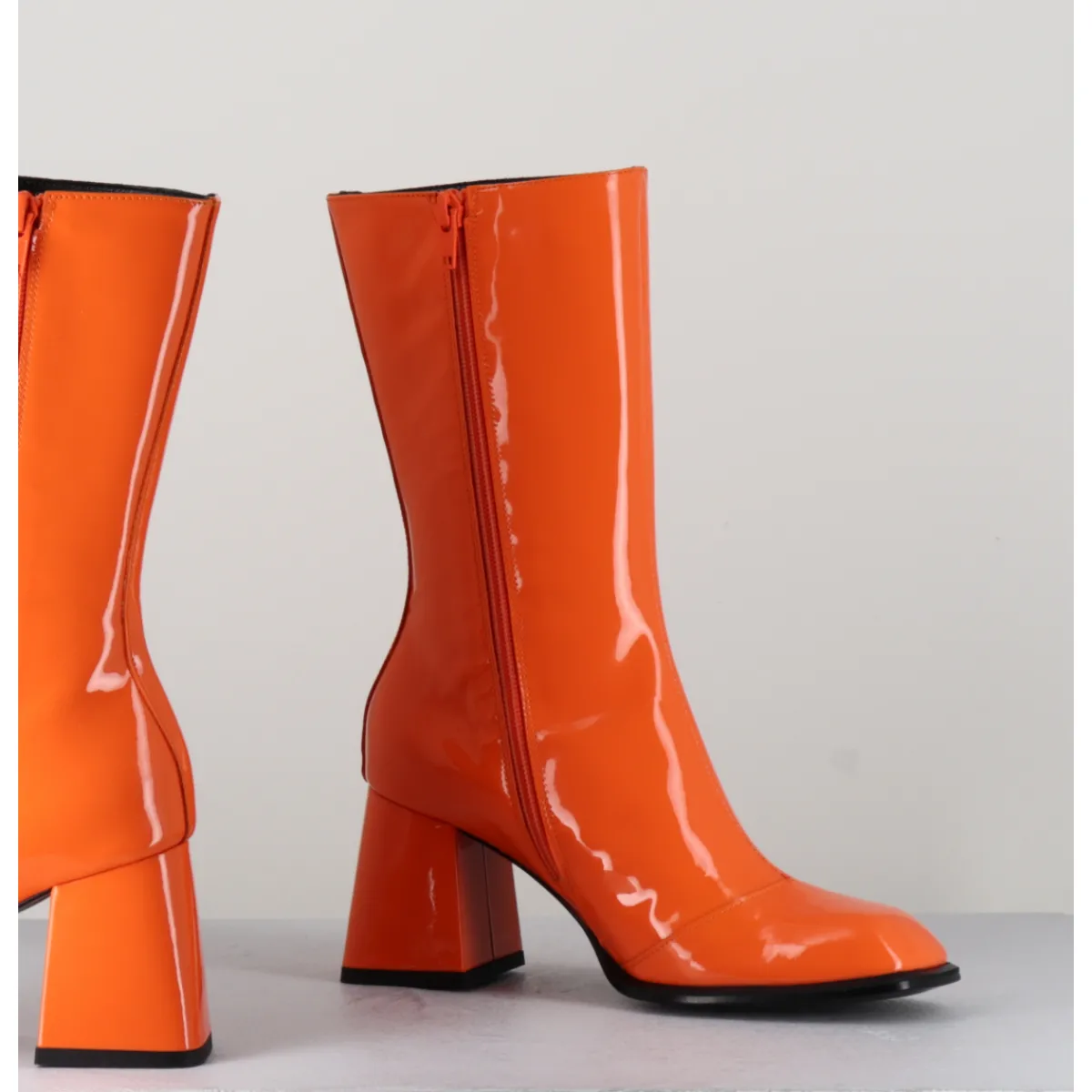 Sale GARRICE LAB Boots à talon 70s en cuir vernis - YA2240 ARANCIO ORANGE