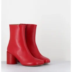 New MM6 MAISON MARGIELA Boots anatomiques en cuir - S59WU0235 T4032 ROUGE