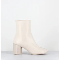 MM6 MAISON MARGIELA Boots anatomiques surpiqûre frontale en cuir cassé - S59WU0249 T2018 BLANC