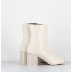 MM6 MAISON MARGIELA Boots anatomiques surpiqûre frontale en cuir cassé - S59WU0249 T2018 BLANC