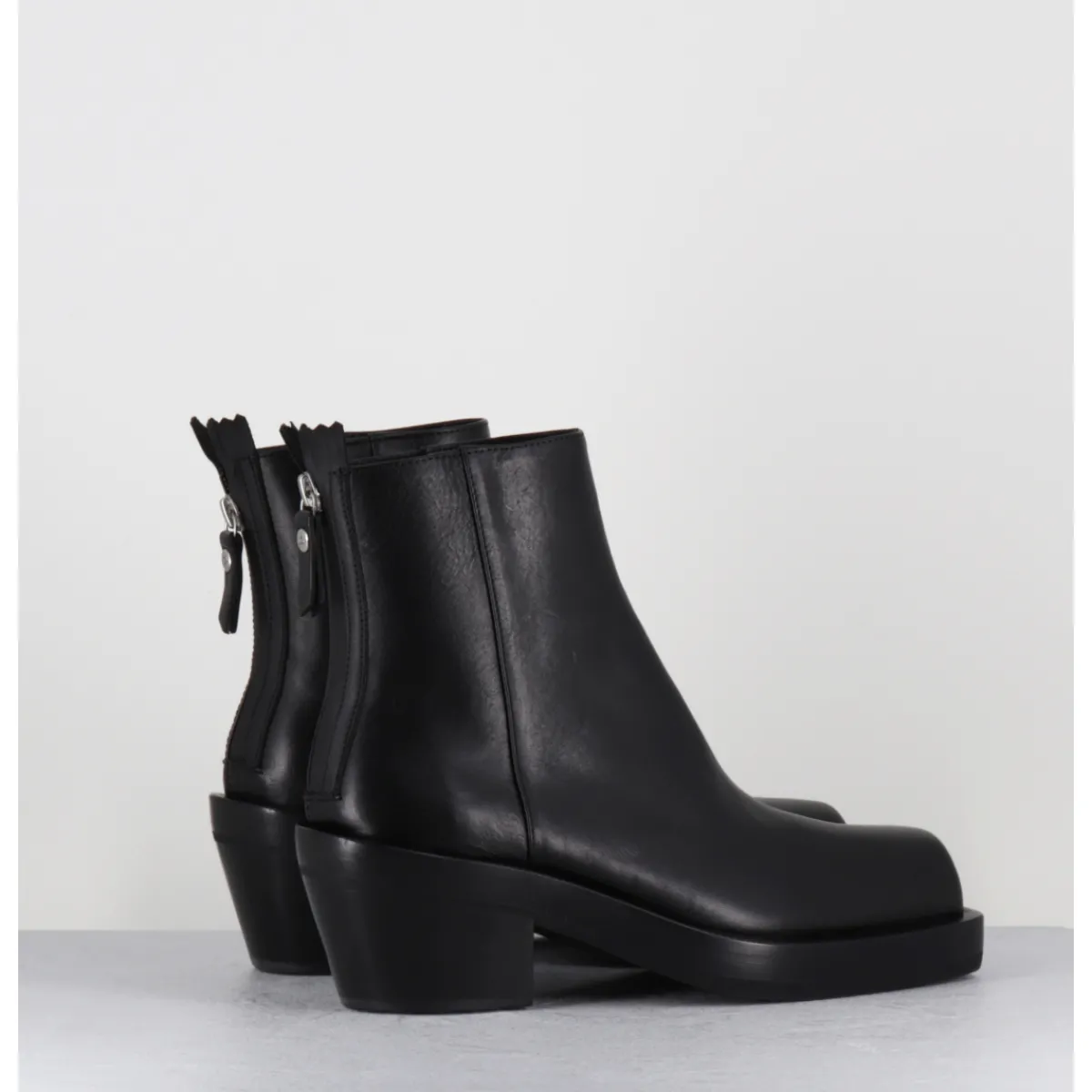 Online AGL Boots bikers courtes en cuir - MOTA DESERT NERO NOIR