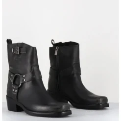 Hot GARRICE LAB Boots bikers courtes en cuir usé - RAMAT ASPORT ASFALTO NOIR