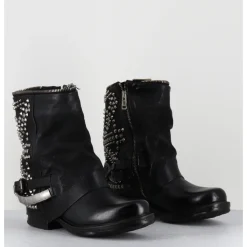 Clearance A.S.98 Boots bikers cuir clous rock - 259216 NERO NOIR