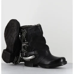 Clearance A.S.98 Boots bikers cuir clous rock - 259216 NERO NOIR