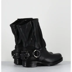 Best A.S.98 Boots bikers cuir double zip - 259214 NERO NOIR
