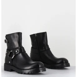 Online LEMARGO Boots bikers en cuir - BM11A CORDOVAN NERO NOIR