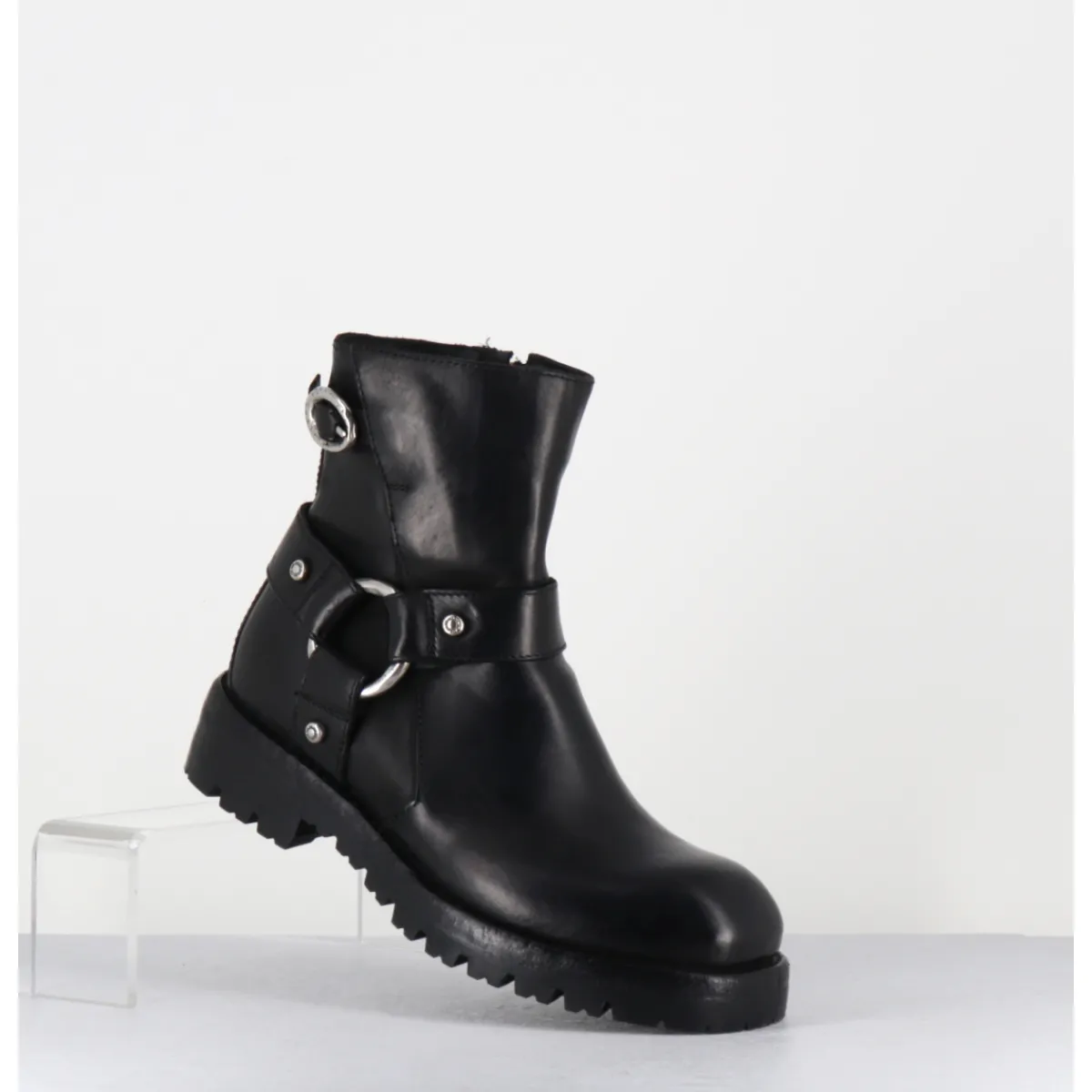 Online LEMARGO Boots bikers en cuir - BM11A CORDOVAN NERO NOIR