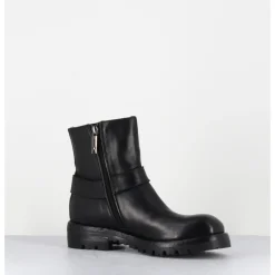 Online LEMARGO Boots bikers en cuir - BM11A CORDOVAN NERO NOIR