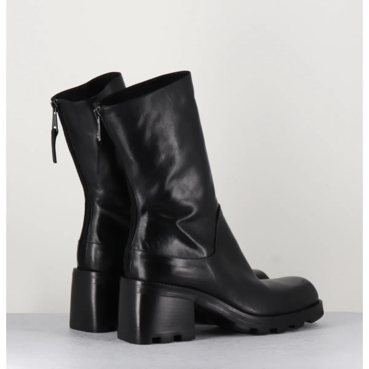 Best ELENA IACHI Boots bikers en cuir à bout carré - E3015 NERO NOIR