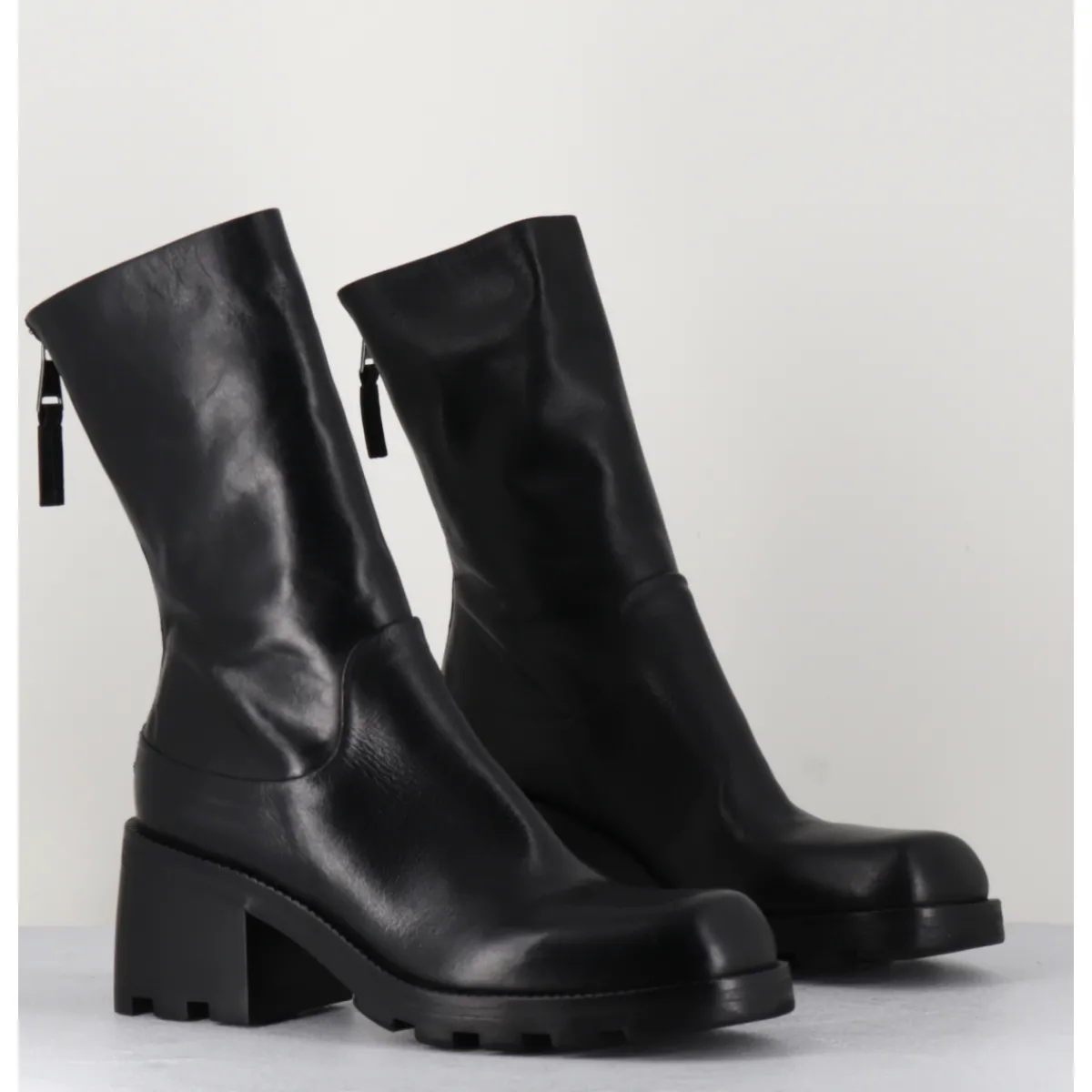 Best ELENA IACHI Boots bikers en cuir à bout carré - E3015 NERO NOIR