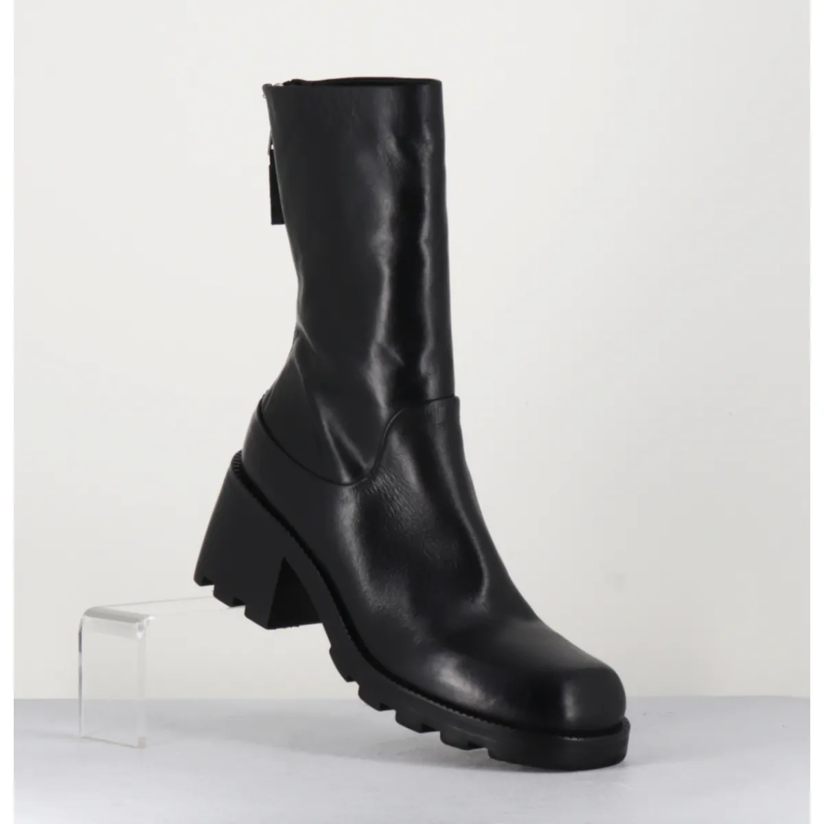 Best ELENA IACHI Boots bikers en cuir à bout carré - E3015 NERO NOIR