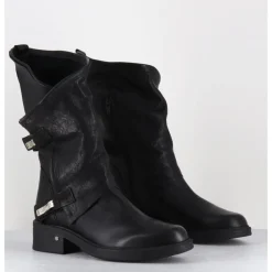 Discount GARRICE LAB Boots bikers plates en cuir asymétriques - RAGELI RAG NERO NOIR