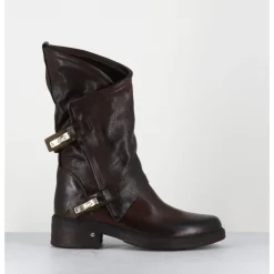 Outlet GARRICE LAB Boots bikers plates en cuir asymétriques - RAGELI RAG T MORO MARRON