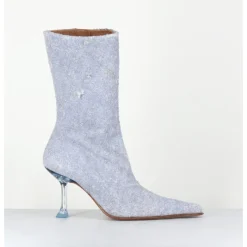 MIISTA Boots boit pointu en cuir effet jean distressed & talon plexi - MARCELA DENIM BOOTS JEANS