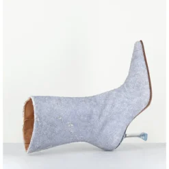 MIISTA Boots boit pointu en cuir effet jean distressed & talon plexi - MARCELA DENIM BOOTS JEANS